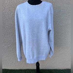 H&M Basic Crewneck Sweatshirt Men’s L Light Gray Fleece Distressed Look GOOD